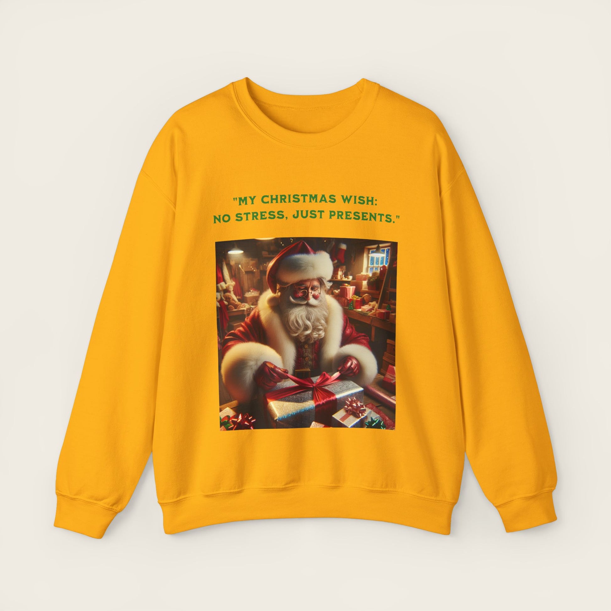 "My Christmas wish:  No stress, just presents." Unisex Crewneck Sweatshirt