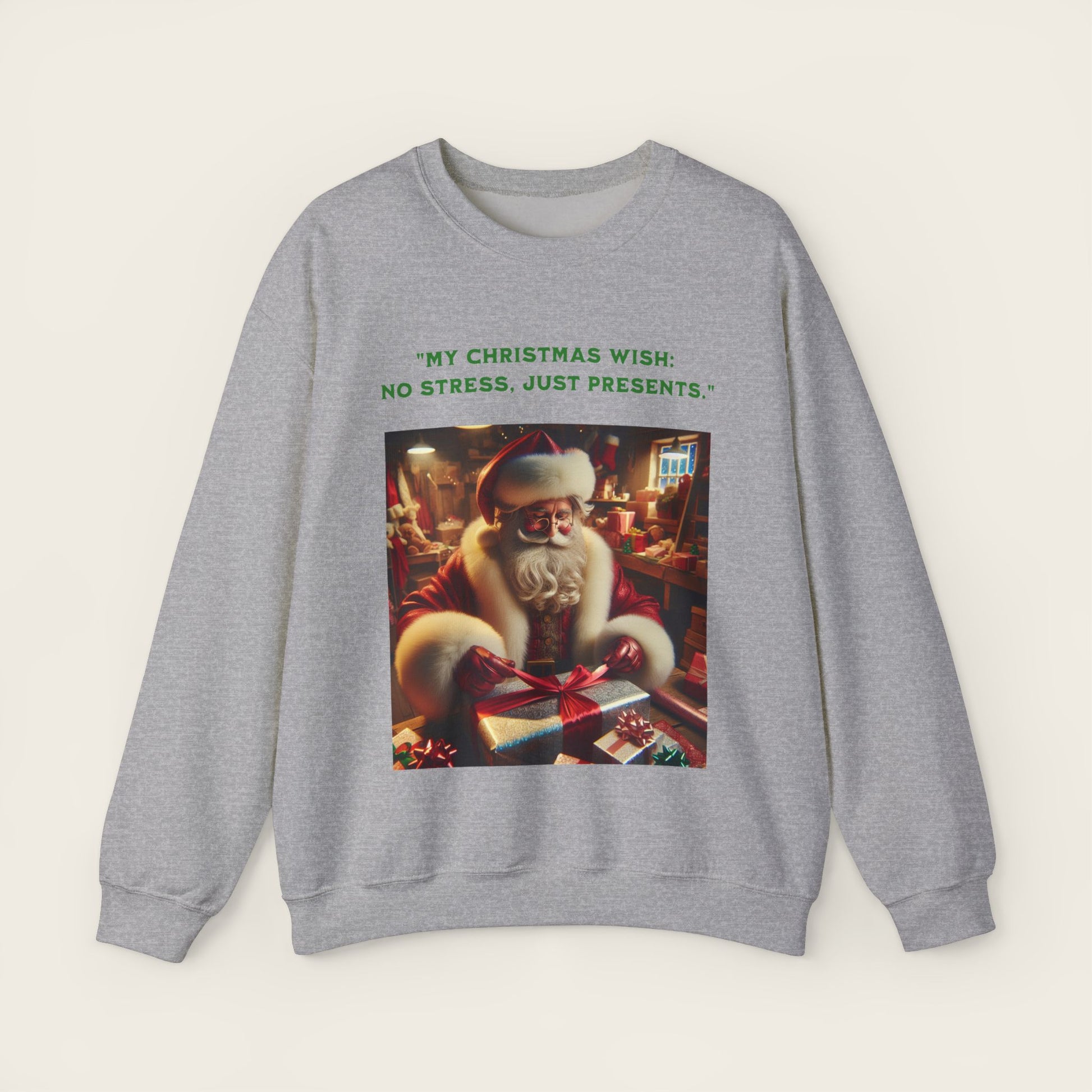 "My Christmas wish:  No stress, just presents." Unisex Crewneck Sweatshirt