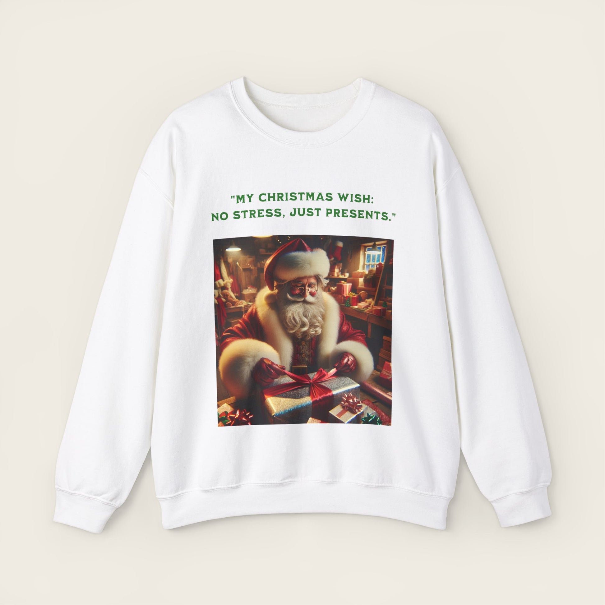 "My Christmas wish:  No stress, just presents." Unisex Crewneck Sweatshirt