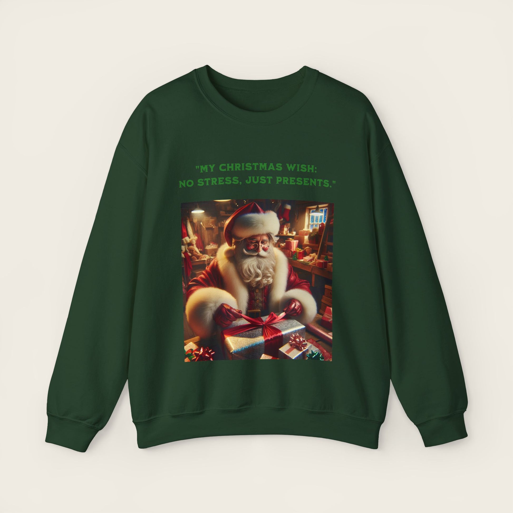 "My Christmas wish:  No stress, just presents." Unisex Crewneck Sweatshirt