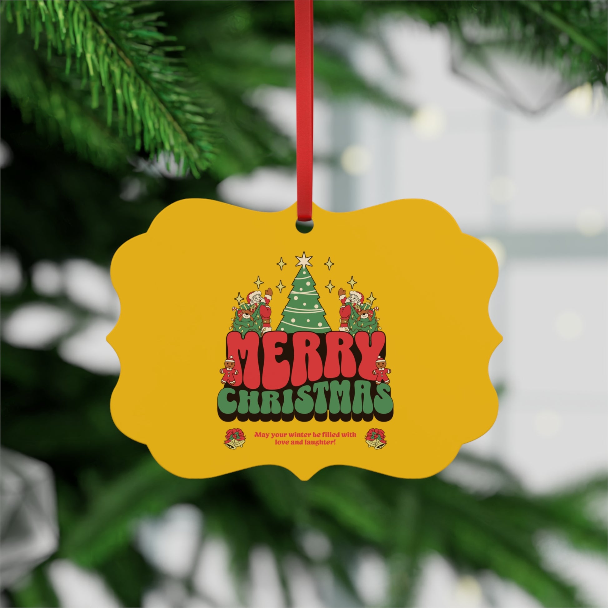 MERRY CHRISTMAS Metal Plaque Ornament